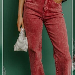 Women's Red High-Waisted Jeans